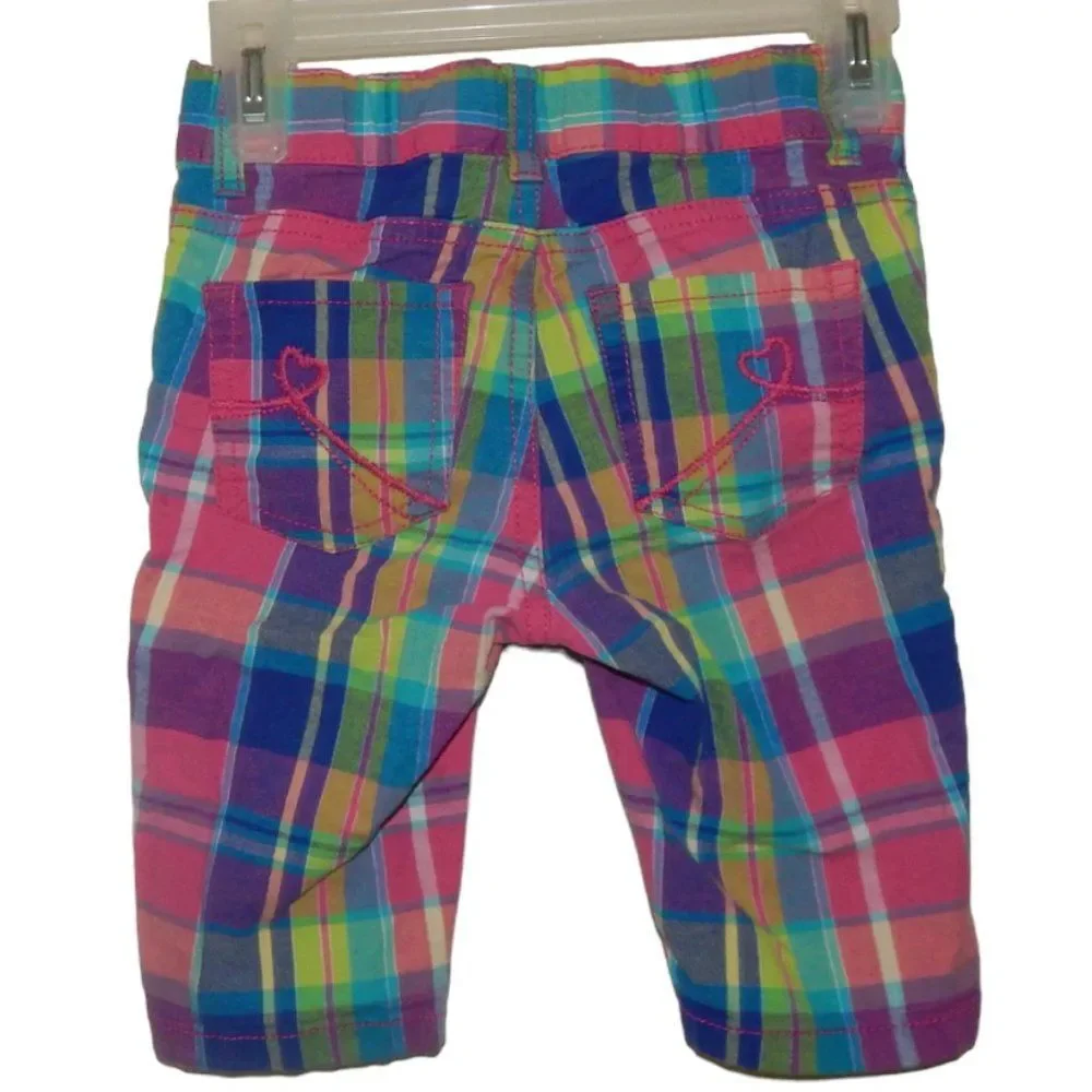 The Children's Place Girls Size 6 Colorful Plaid Bermuda Shorts Pockets Casual
